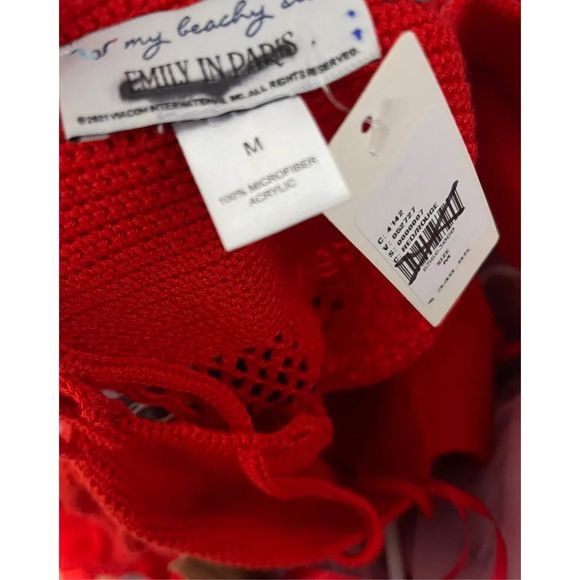 New Anthropologie x Emily In Paris Red Chouchou Ruffle Dress sz M - Picture 9 of 10